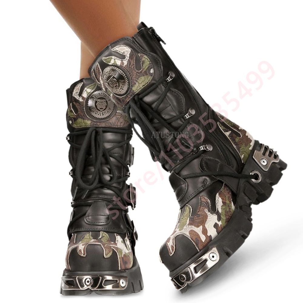 Punk Rock Camouflage Belt Buck - Leather Classic Strap 评论和价格