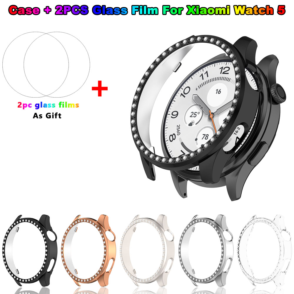 Bling PC Case + Glass Film For - Android Smartwatch Accessories 评论和价格